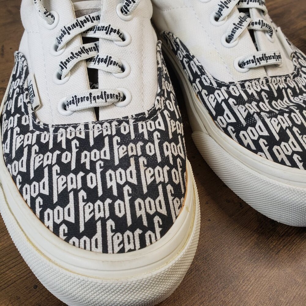 Vans x Fear of God Era 95 DX White + Black FOG lace up sneakers